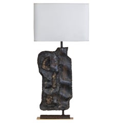 1970
s Italian Rectangular Brut Steel Table Lamp