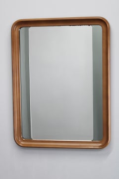 1970s Italian Rectangular Mirror in Wooden Frame