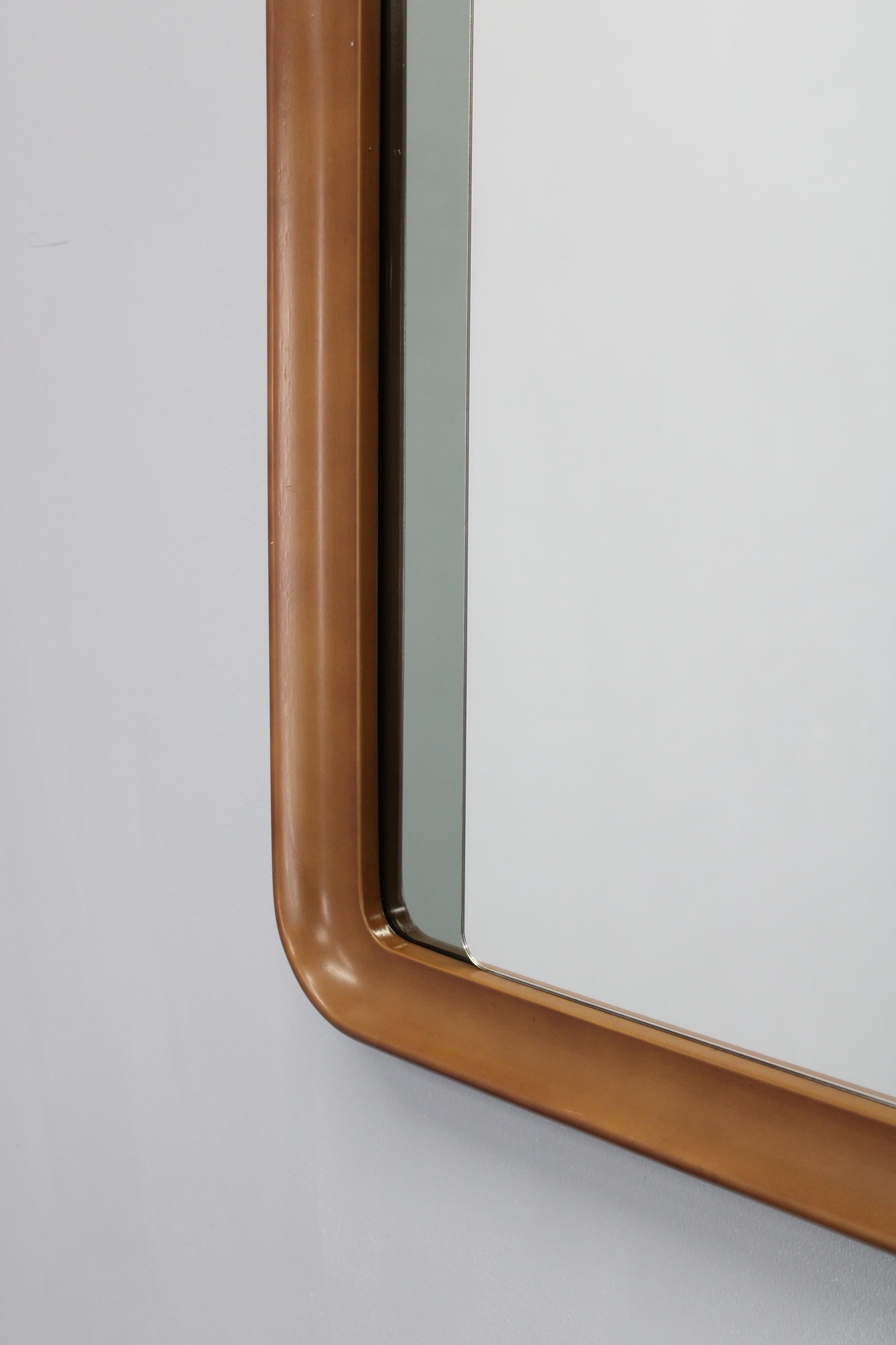 1970s Italian Rectangular Mirror in Wooden Frame For Sale 1