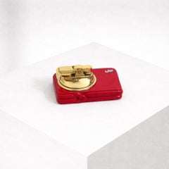 1970 Italian Red Glazed Ceramic and Brass Smoker Set Smoking hode decor