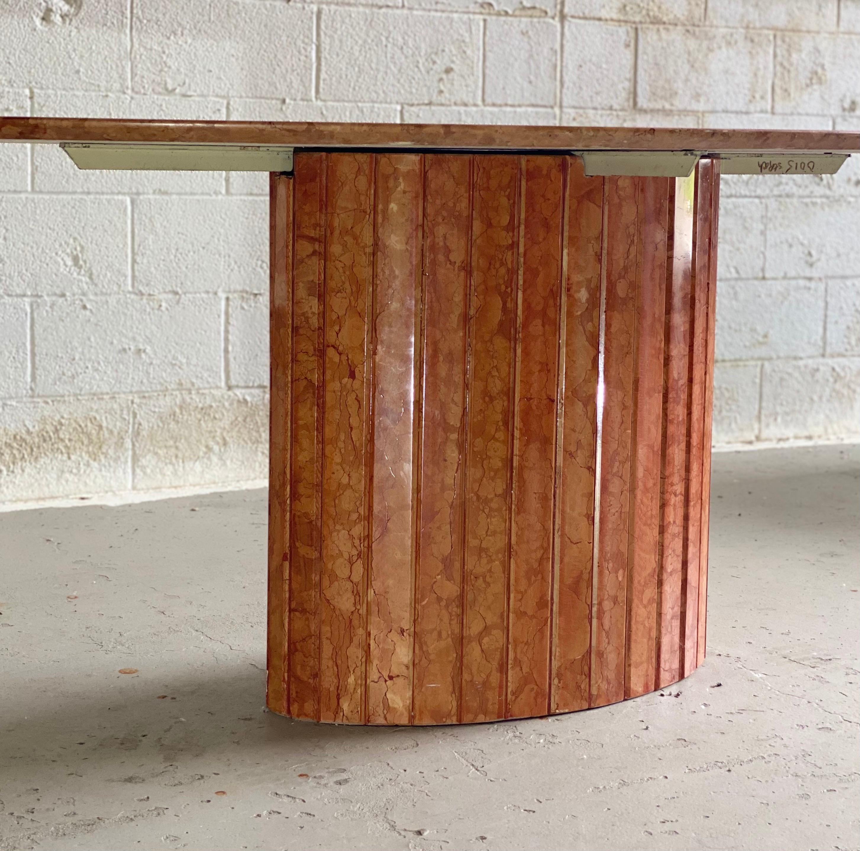 Late 20th Century 1970s Italian Red Marble Oval Dining Table