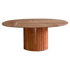 1970s Italian Red Marble Oval Dining Table