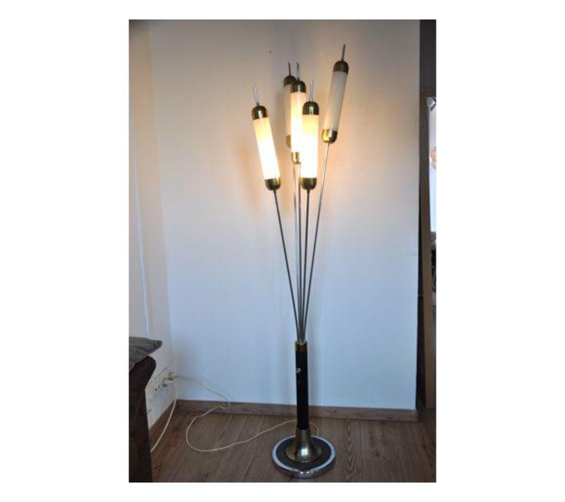 Hollywood Regency 1970s Italian Reeds Floor Lamp, Murano, Italy For Sale