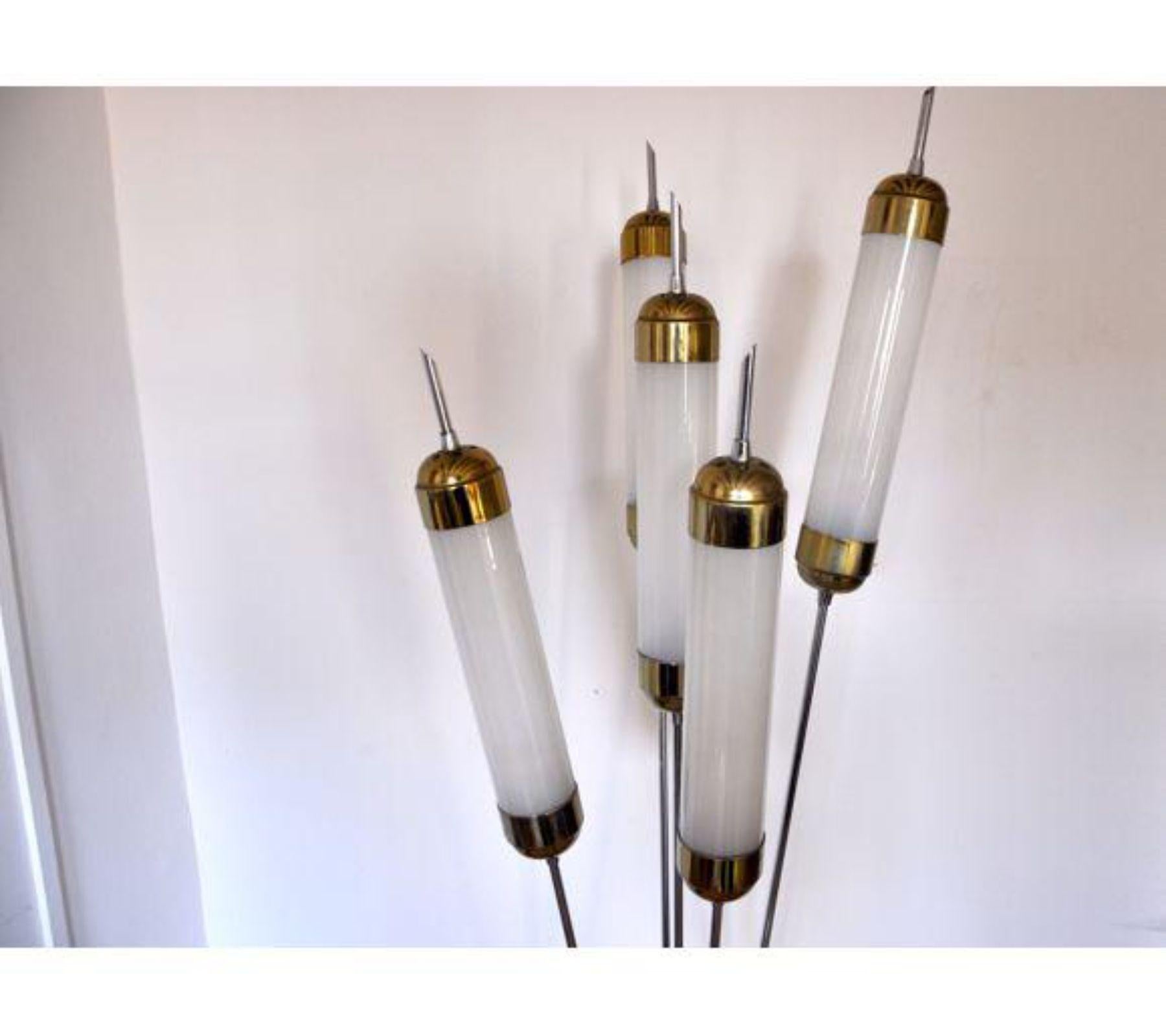 Metal 1970s Italian Reeds Floor Lamp, Murano, Italy For Sale