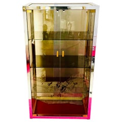 1970s Italian Renato Zevi Smoked Glass & Chrome Display or Drinks Cabinet