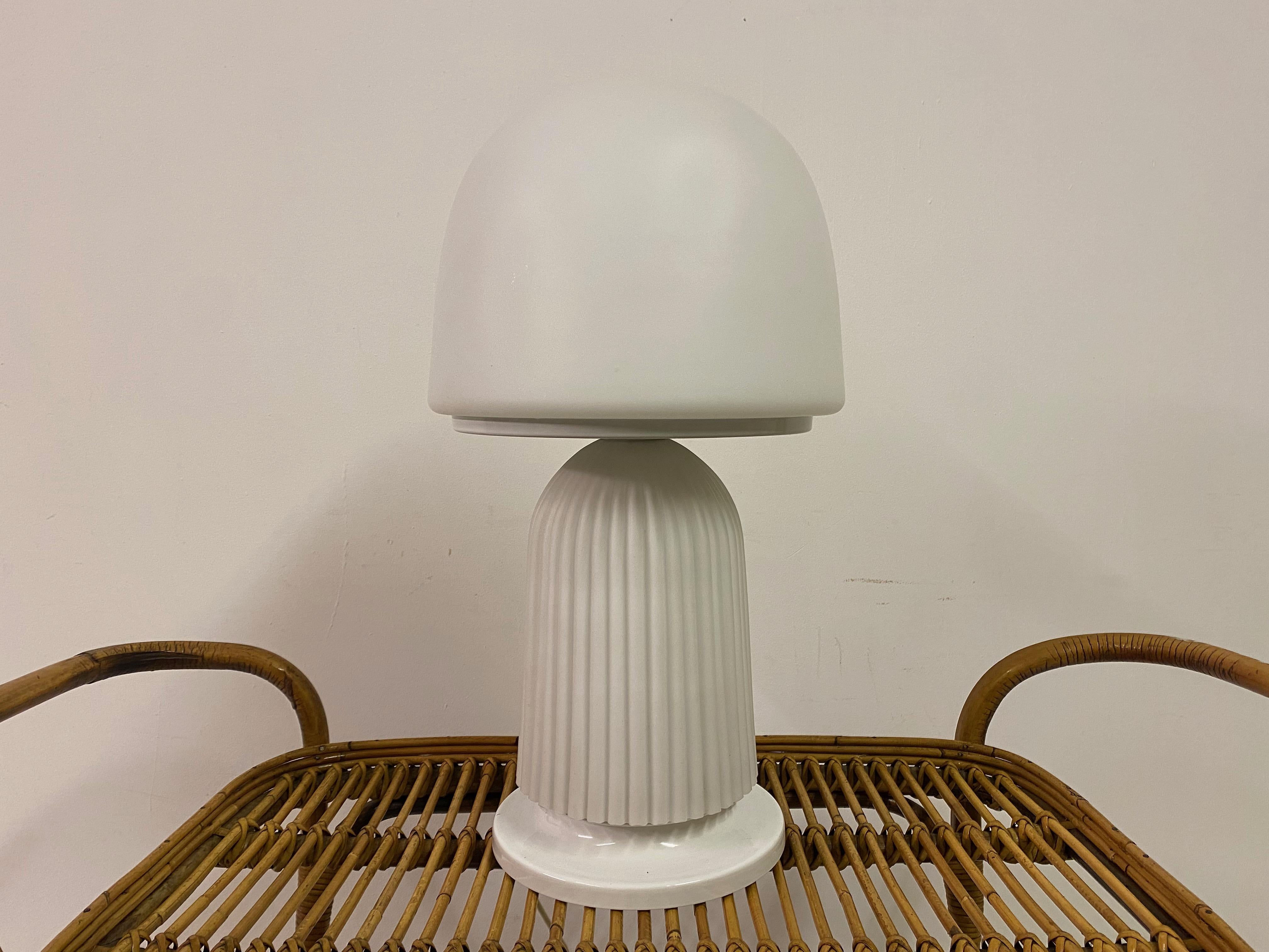 1970S Italian Ribbed Glass Mushroom Lamp For Sale 5