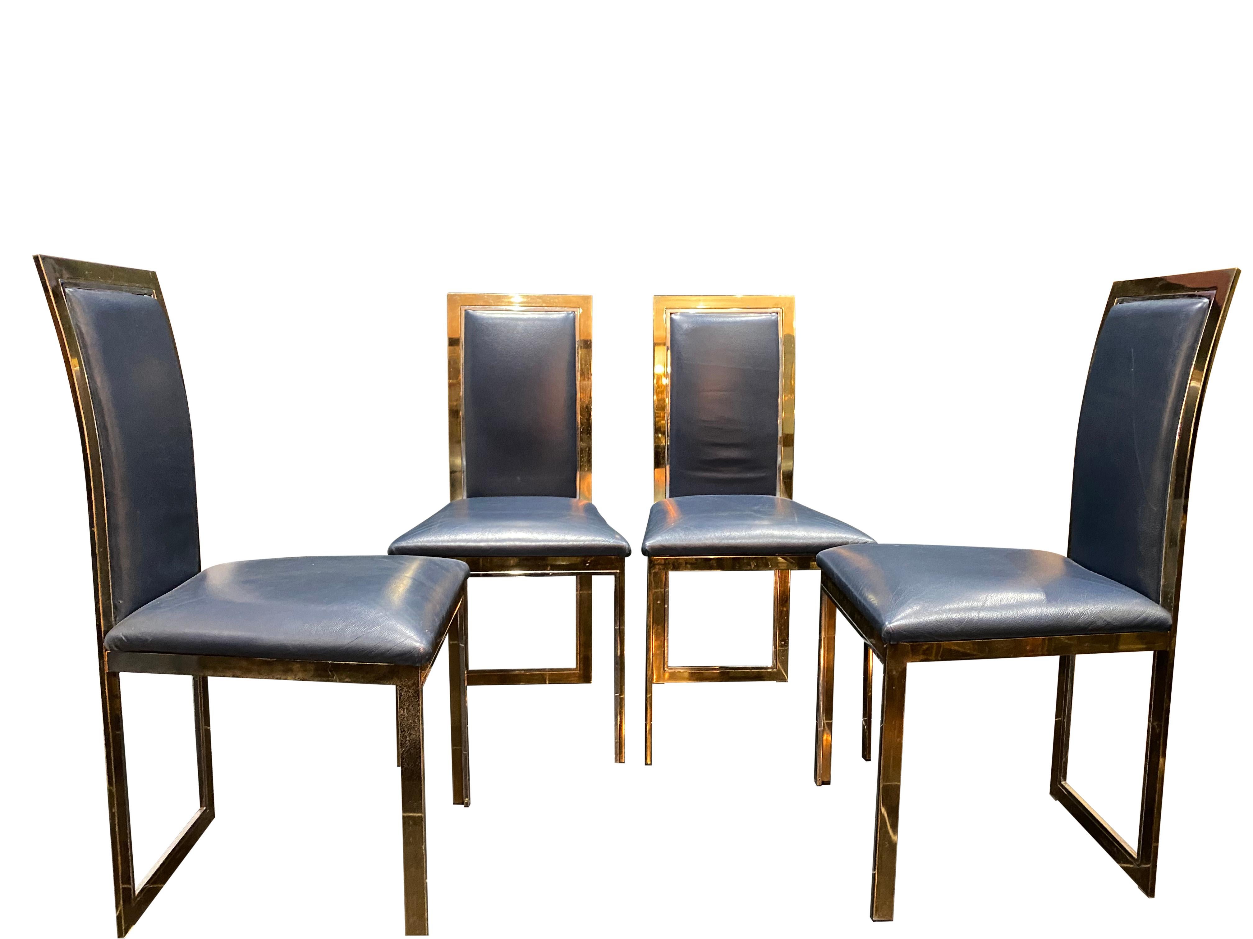 italien 1970 Italian Romeo Rega Set of 4 Dining Chairs (chaises de salle à manger) en vente