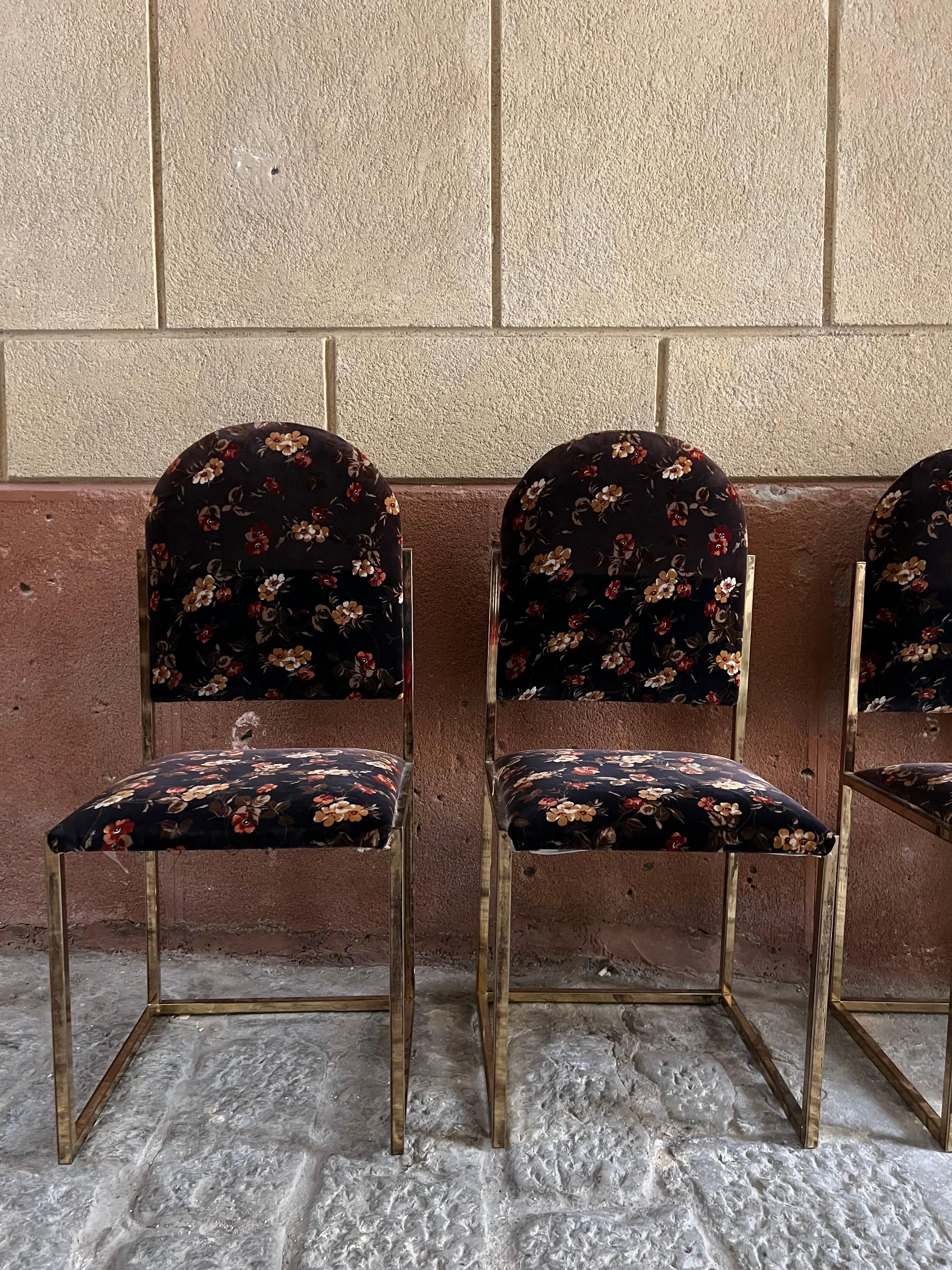 Mid-Century Modern 1970s Italian Romeo Rega Set of 4 Dining Chairs
