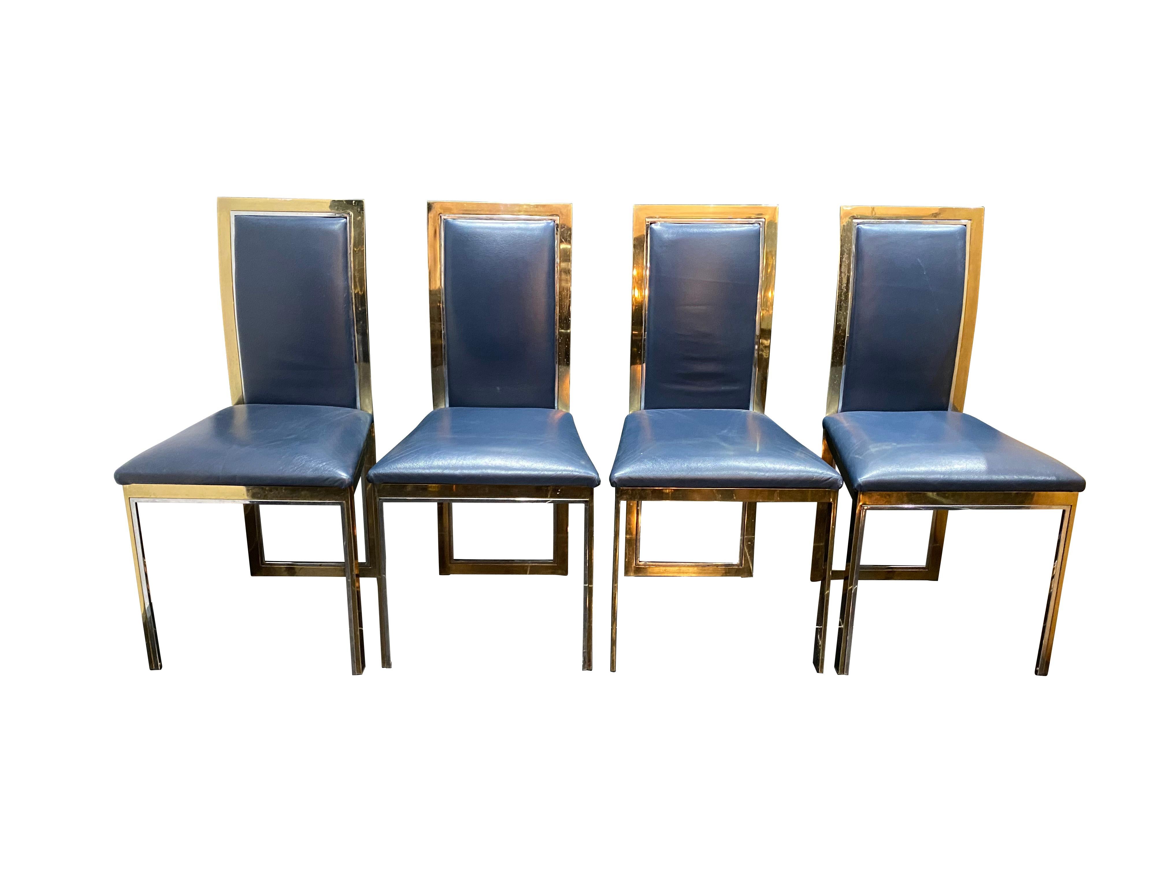 Late 20th Century 1970s Italian Romeo Rega Set of 4 Dining Chairs For Sale