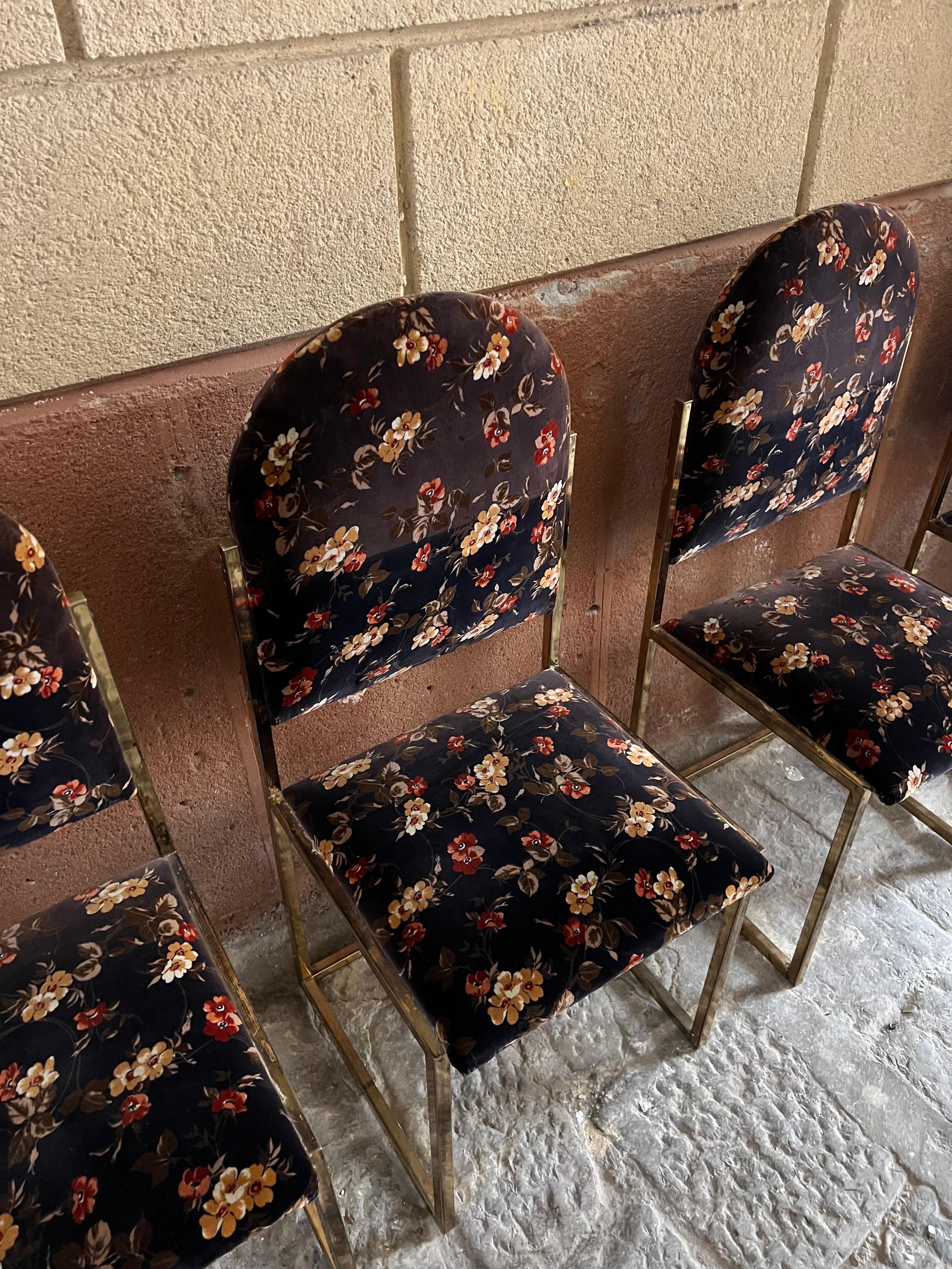 italien 1970 Italian Romeo Rega Set of 4 Dining Chairs (chaises de salle à manger)