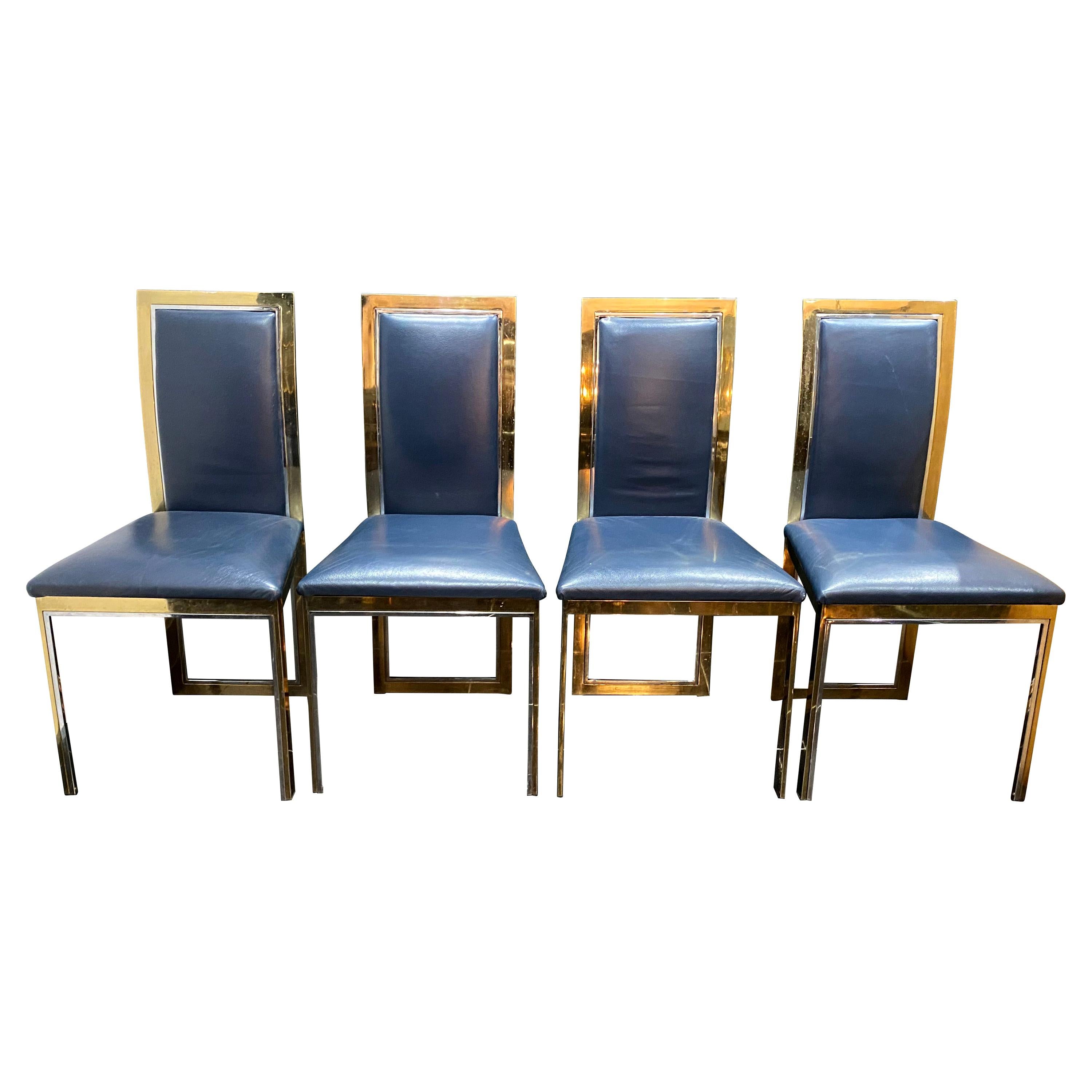 1970s Italian Romeo Rega Set of 4 Dining Chairs