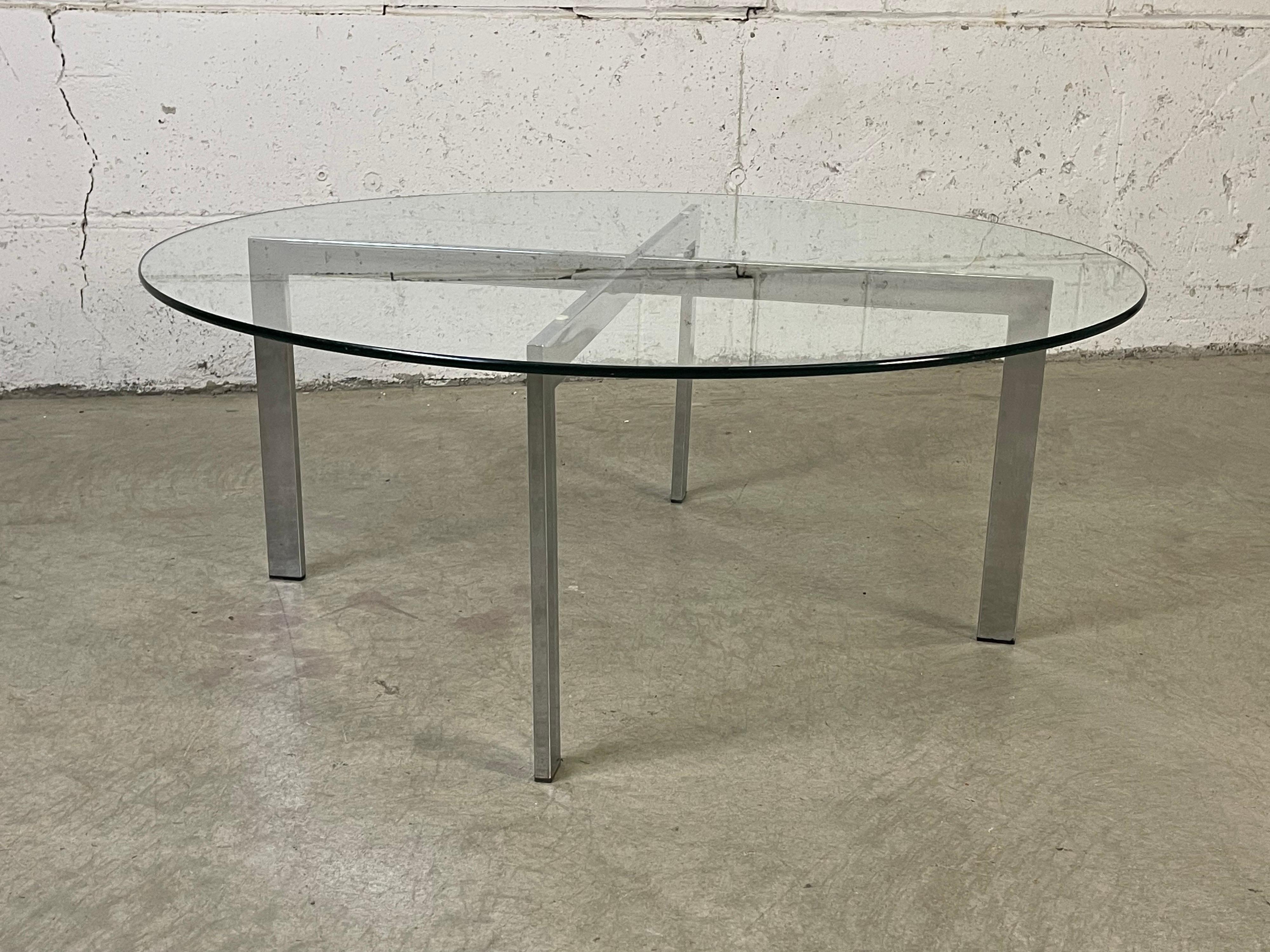 Mid-Century Modern 1970s Italian Round Glass & Chrome Coffee Table