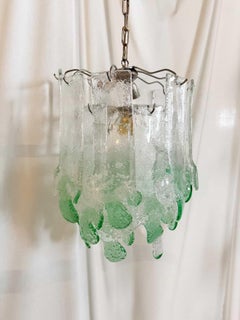 Lustre italien des années 1970 de couleur verte Toni Zuccheri pour Murano