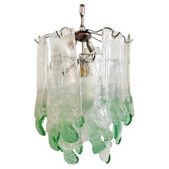 Lustre italien des années 1970 de couleur verte Toni Zuccheri pour Murano