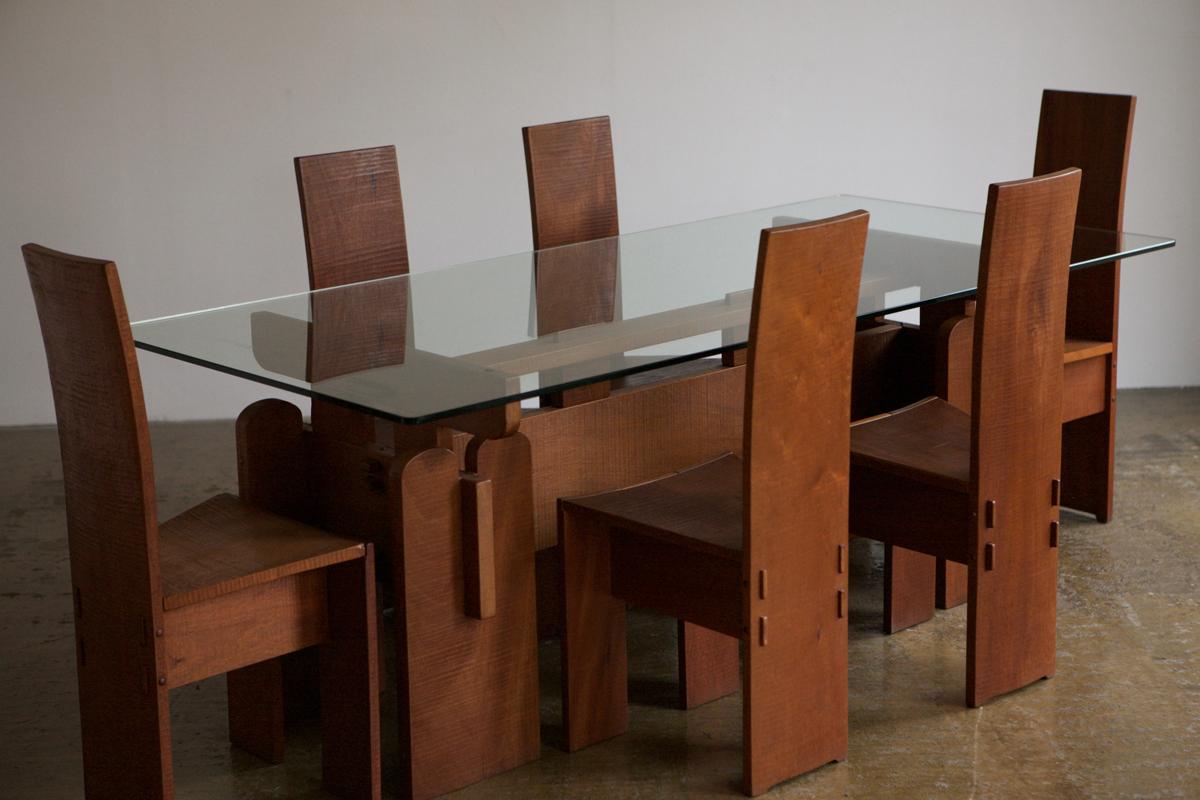 1970s Italian Set of Table & Chairs Attributed to Guiseppe Rivadossi For Sale 4
