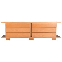 1970s Italian Sideboard in Beech Veneer with Six Drawers
