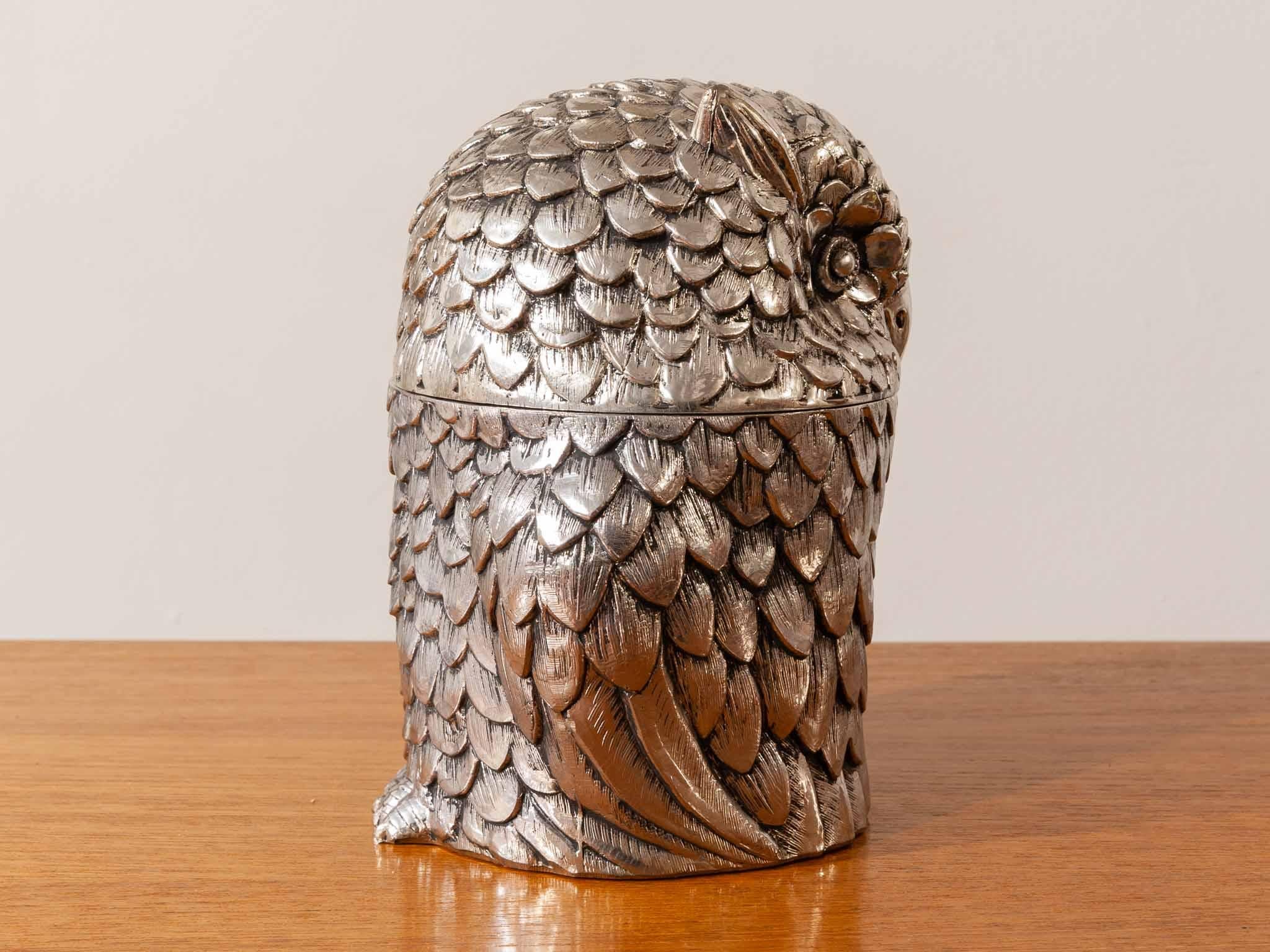 1970s Italian Silver Metal Mauro Manetti Owl Ice Bucket 2