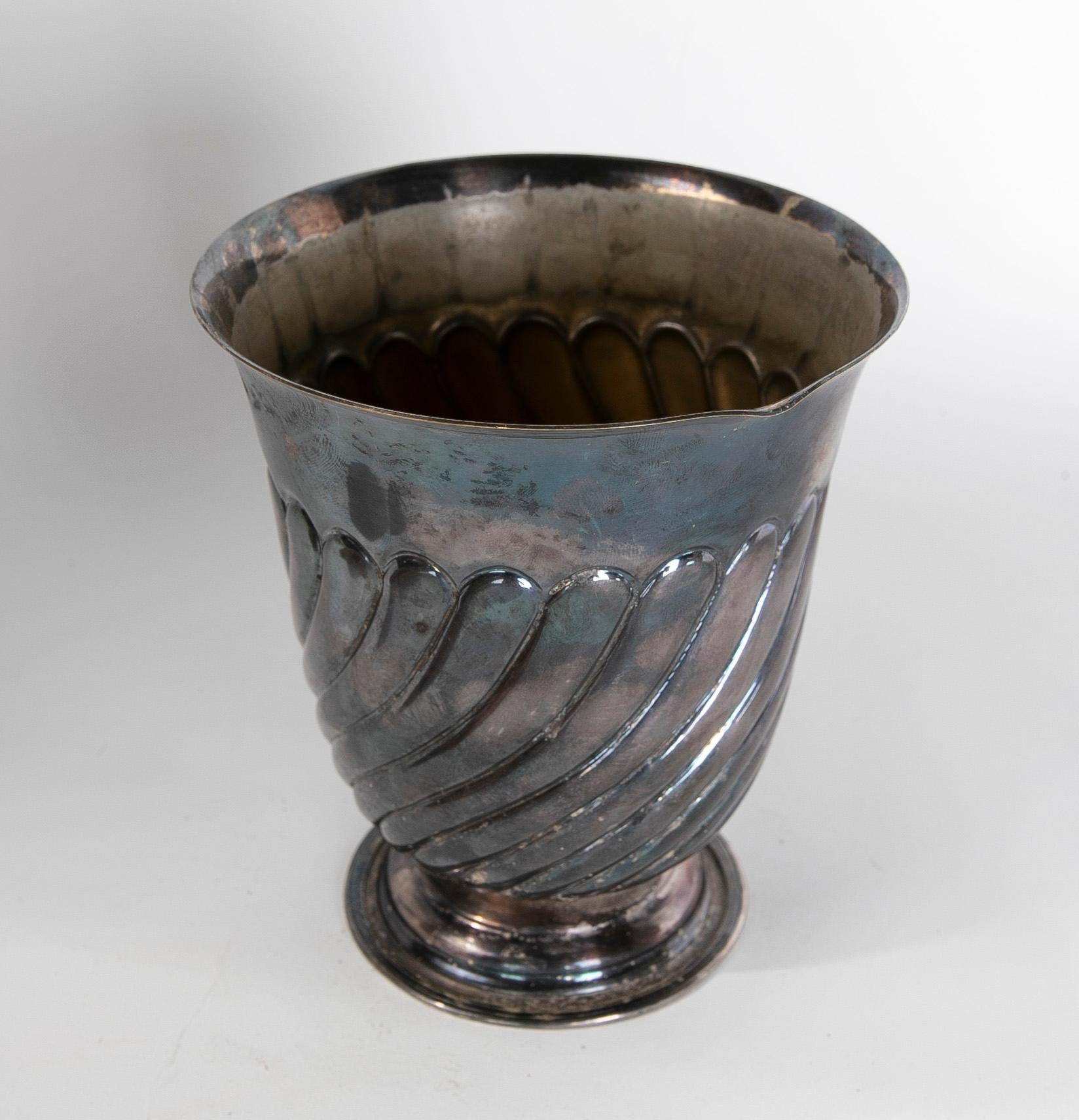 20th Century 1970s Italian Silver-Plated Metal Cup For Sale