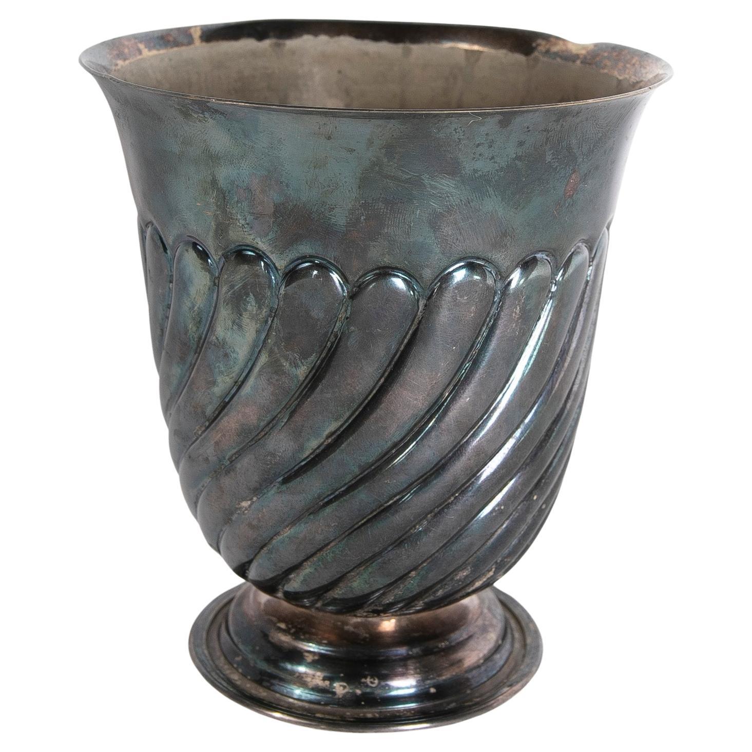 1970s Italian Silver-Plated Metal Cup For Sale