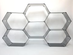 Architectural Italian Smoke Glass Hexagonal Display Étagère