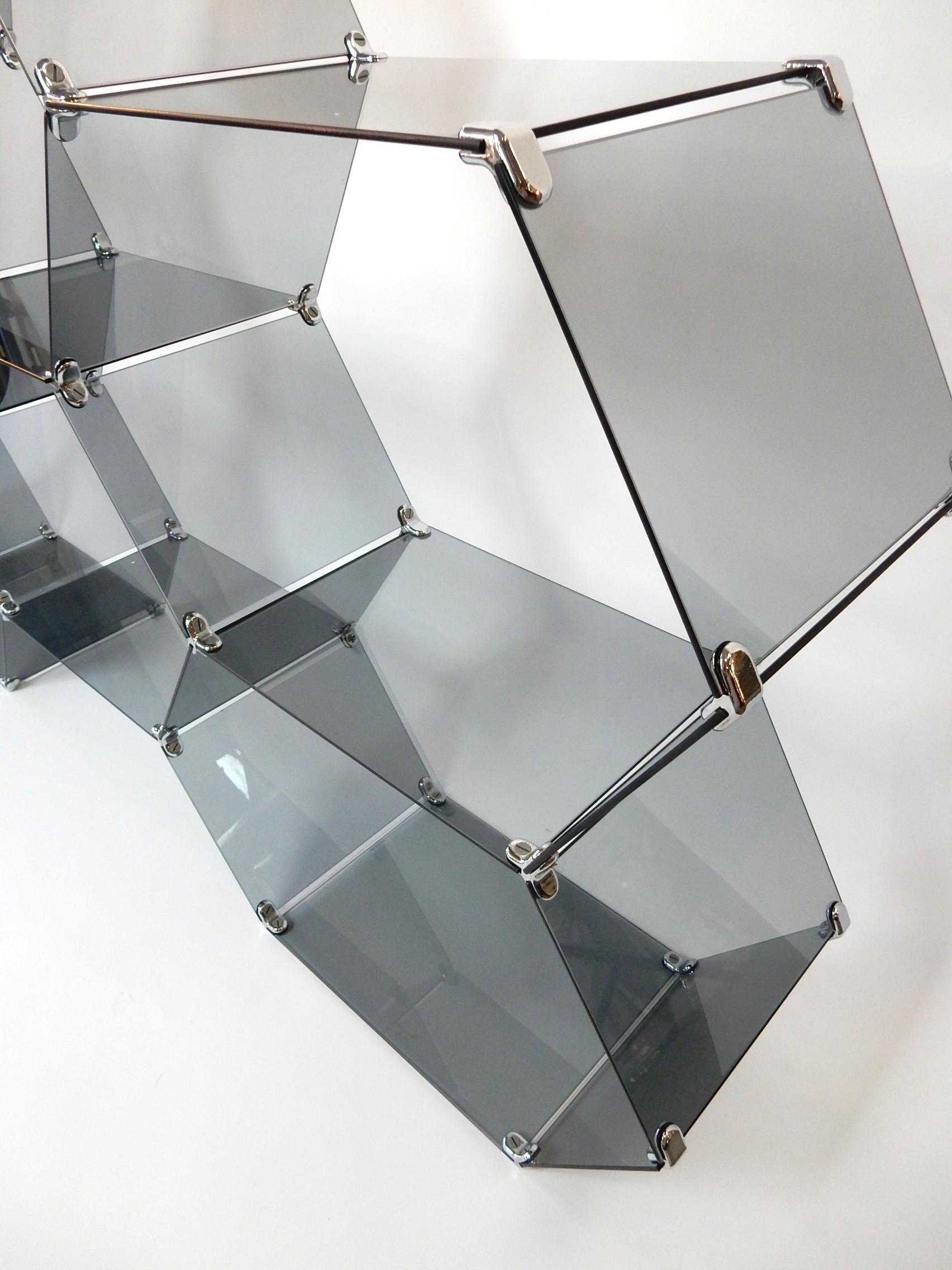 Architectural Italian Smoke Glass Hexagonal Display Étagère 2