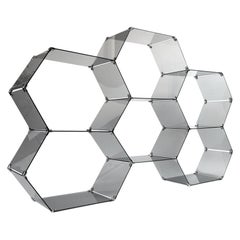 Architectural Italian Smoke Glass Hexagonal Display Étagère