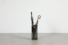 1970s Italian Smoked Glass Umbrella Stand by Umberto Mascagni
