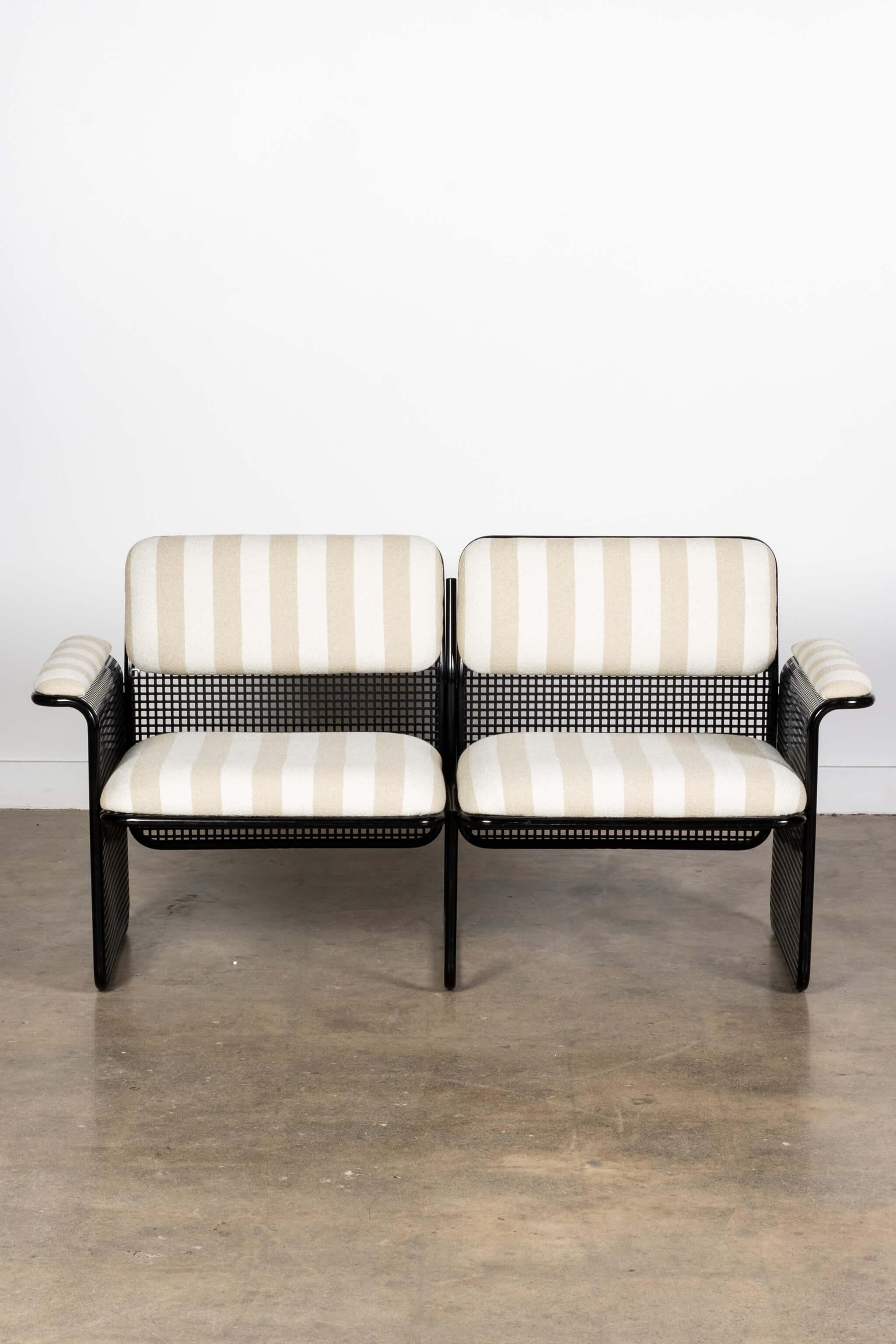 Post-Modern 1970s Italian Solarium 3 Piece Set, Newly Upholstered For Sale