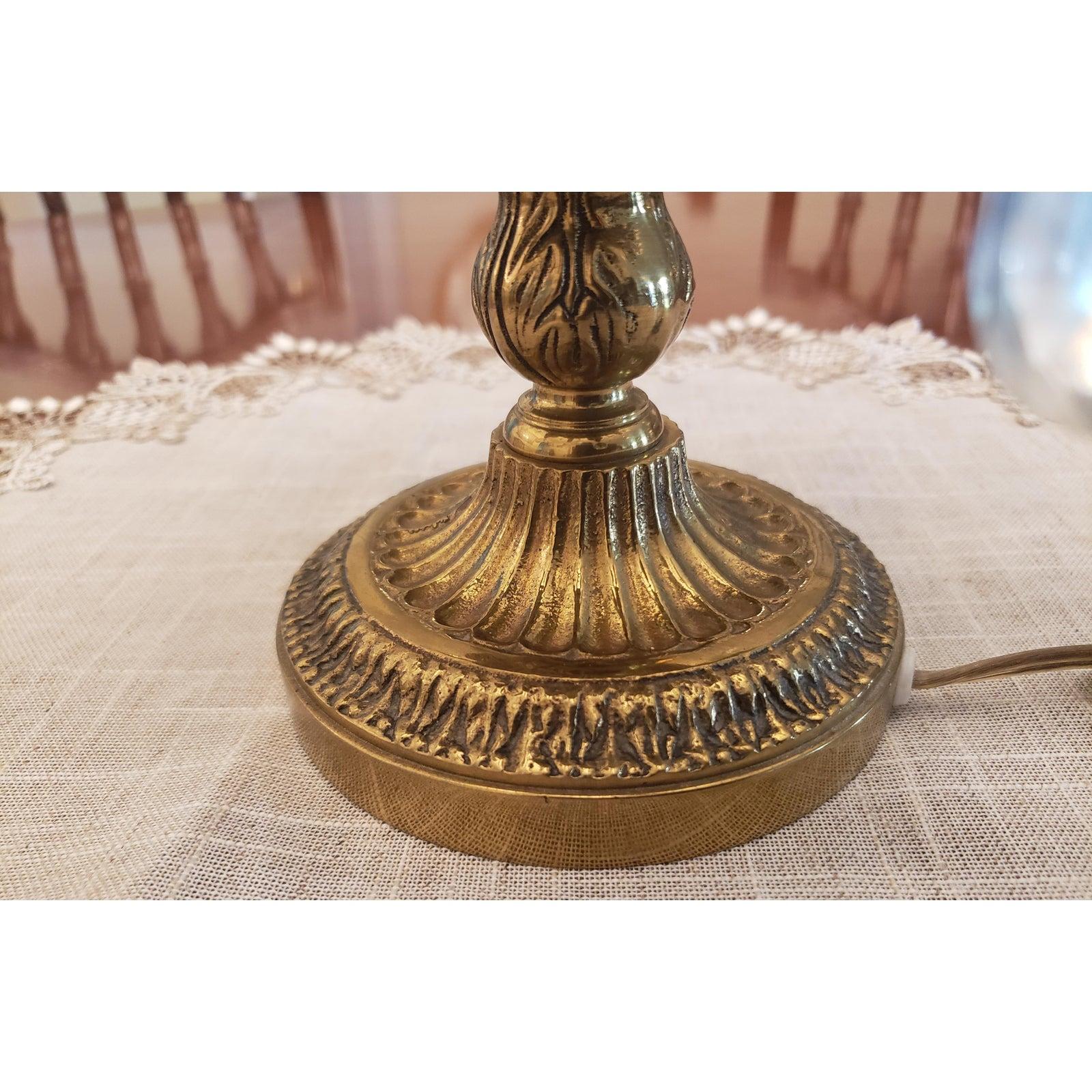 1970s Italian Solid Brass and Crystal Table Chandelier In Good Condition For Sale In Germantown, MD