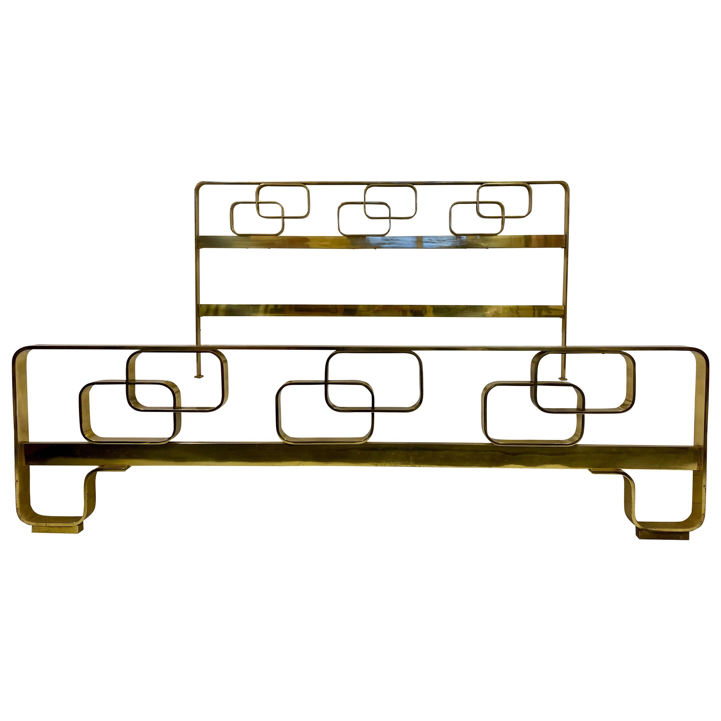 1970s Italian Solid Brass Bed by Luciano Frigerio