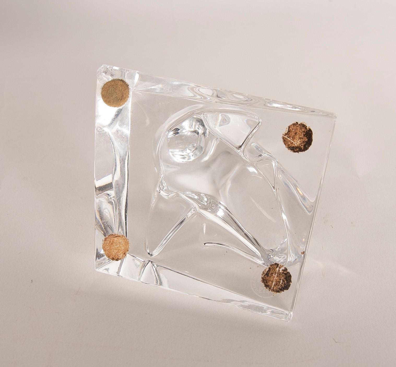 1970s Italian Solid Crystal Sculpture of a Seal on a Base For Sale 2