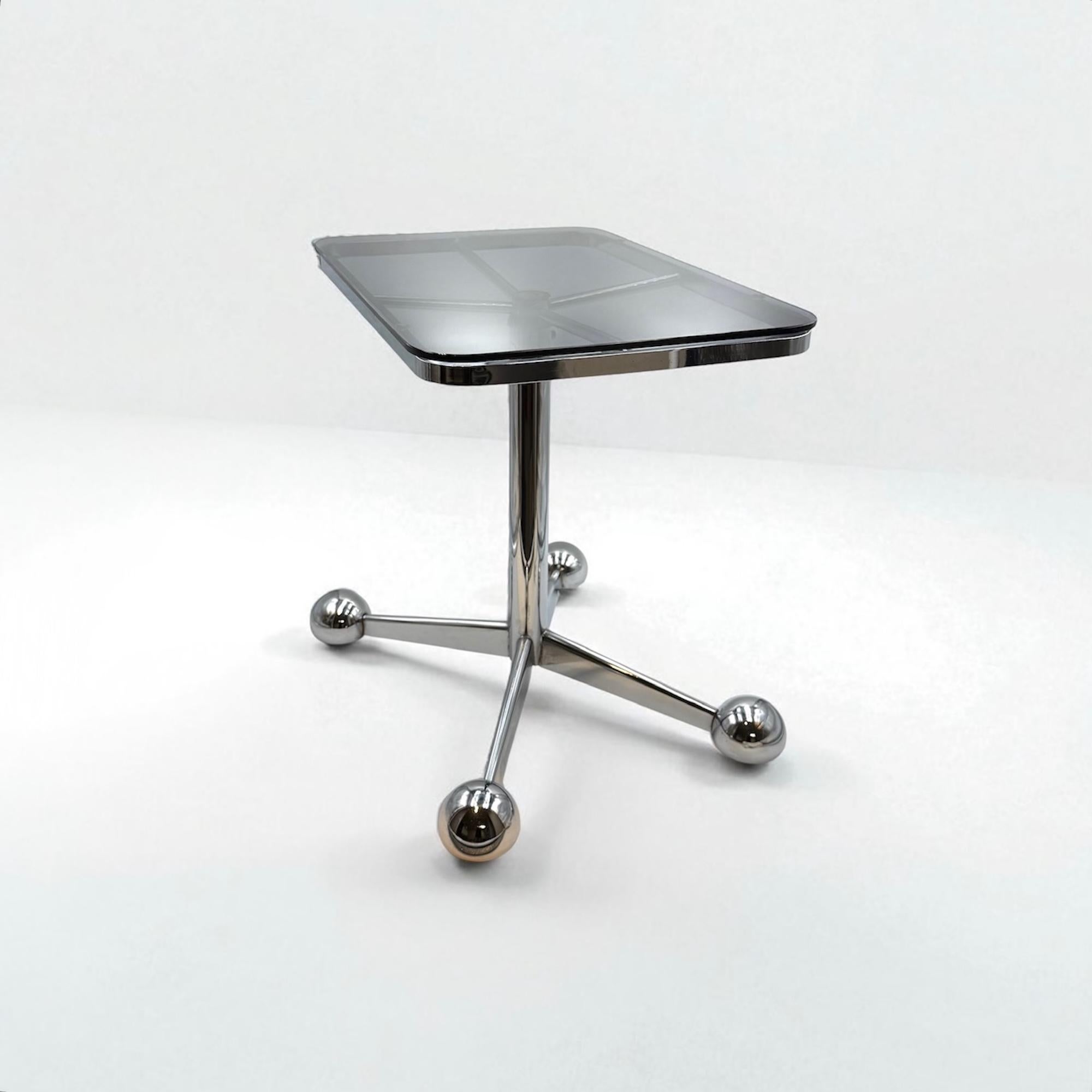 Table ajustable italienne Space AGE des années 1970 par Allegri Parma en Chrome et Verre en vente 5
