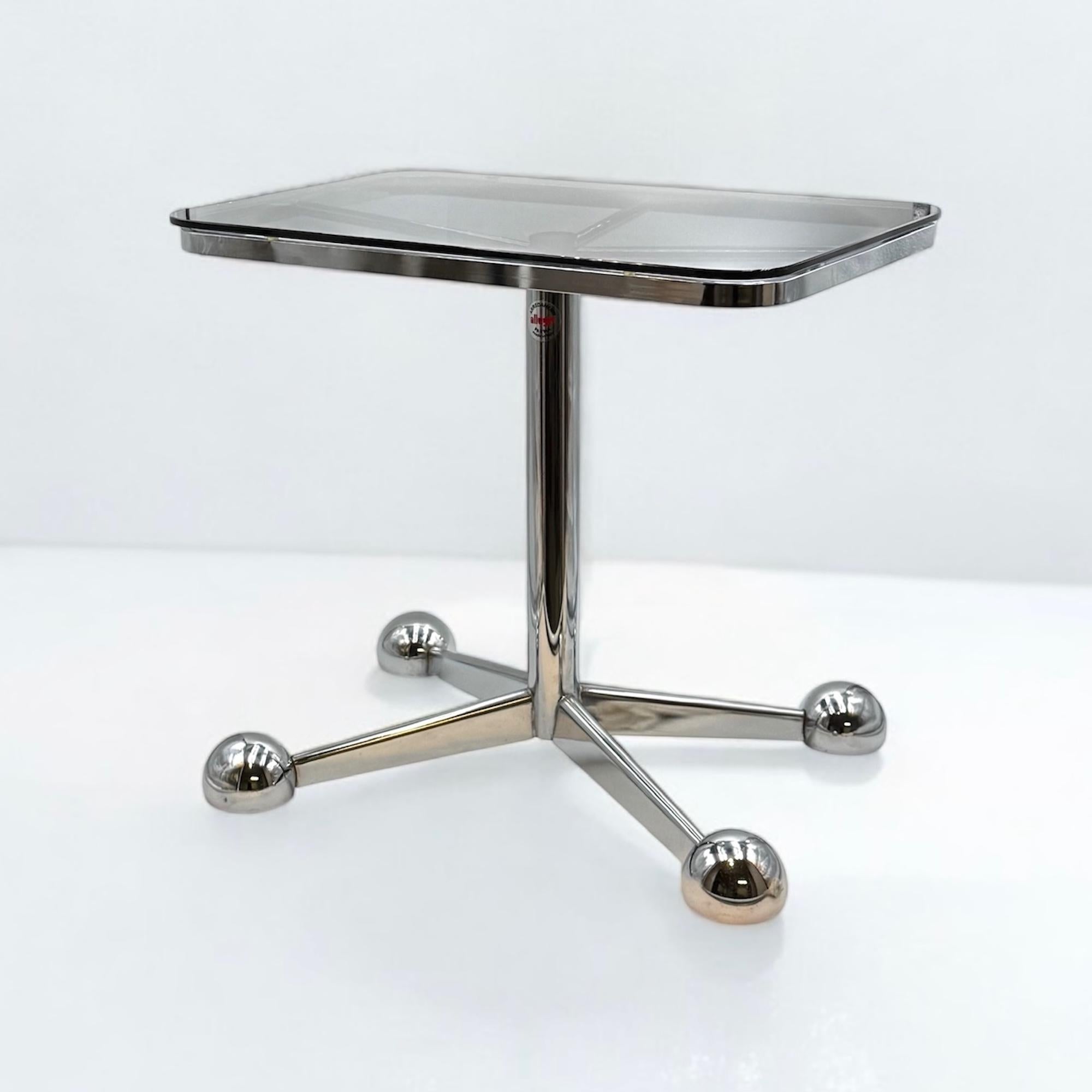 Table ajustable italienne Space AGE des années 1970 par Allegri Parma en Chrome et Verre en vente 6