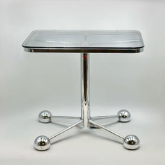 1970s Italian Space Age Adjustable Table by Allegri Parma in Chrome and Glass