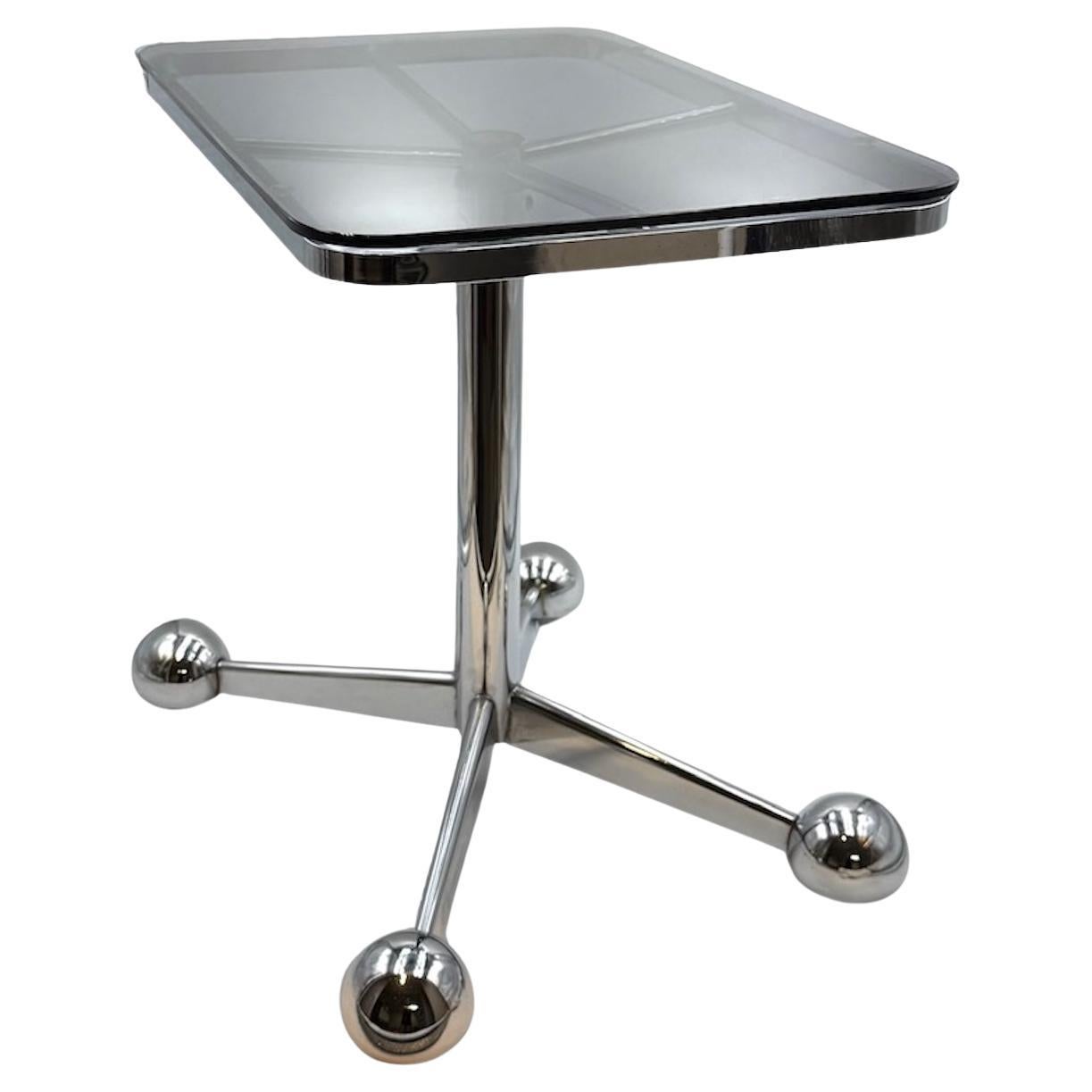 Table ajustable italienne Space AGE des années 1970 par Allegri Parma en Chrome et Verre
