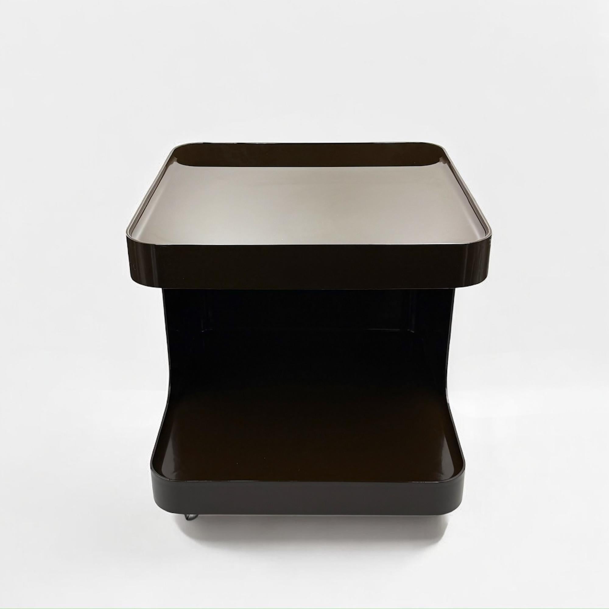 Carrello da bar degli anni '70 di Marcello Siard per Longato in resina marrone in vendita 5