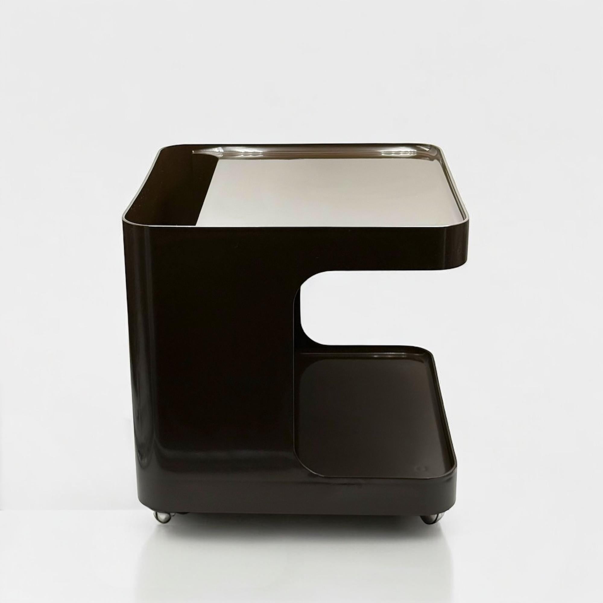 Carrello da bar degli anni '70 di Marcello Siard per Longato in resina marrone in vendita 7