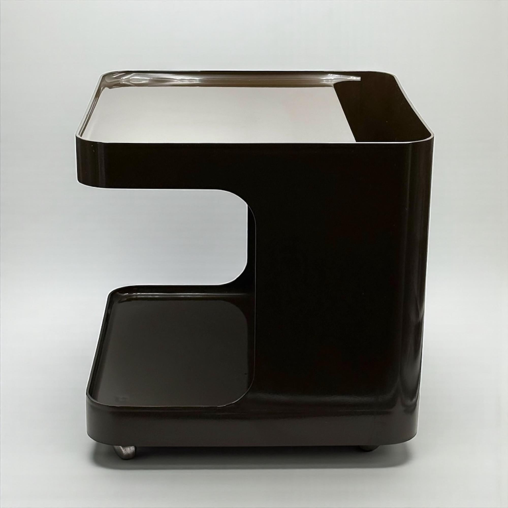 Fine XX secolo Carrello da bar degli anni '70 di Marcello Siard per Longato in resina marrone in vendita