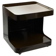 1970s Italian Space Age Bar Cart Game by Marcello Siard for Longato Brown Resin