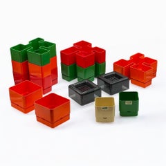 1970 Italian Space Age Black Plastic Planters by Anna Mazzucchelli