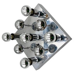 1970s Italian Space Age Chrome Wall or Ceiling Light with Mirrored Bulbs