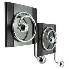 1970s Italian Space Age Coat Hangers with Mirror in Chrome and Bakelite