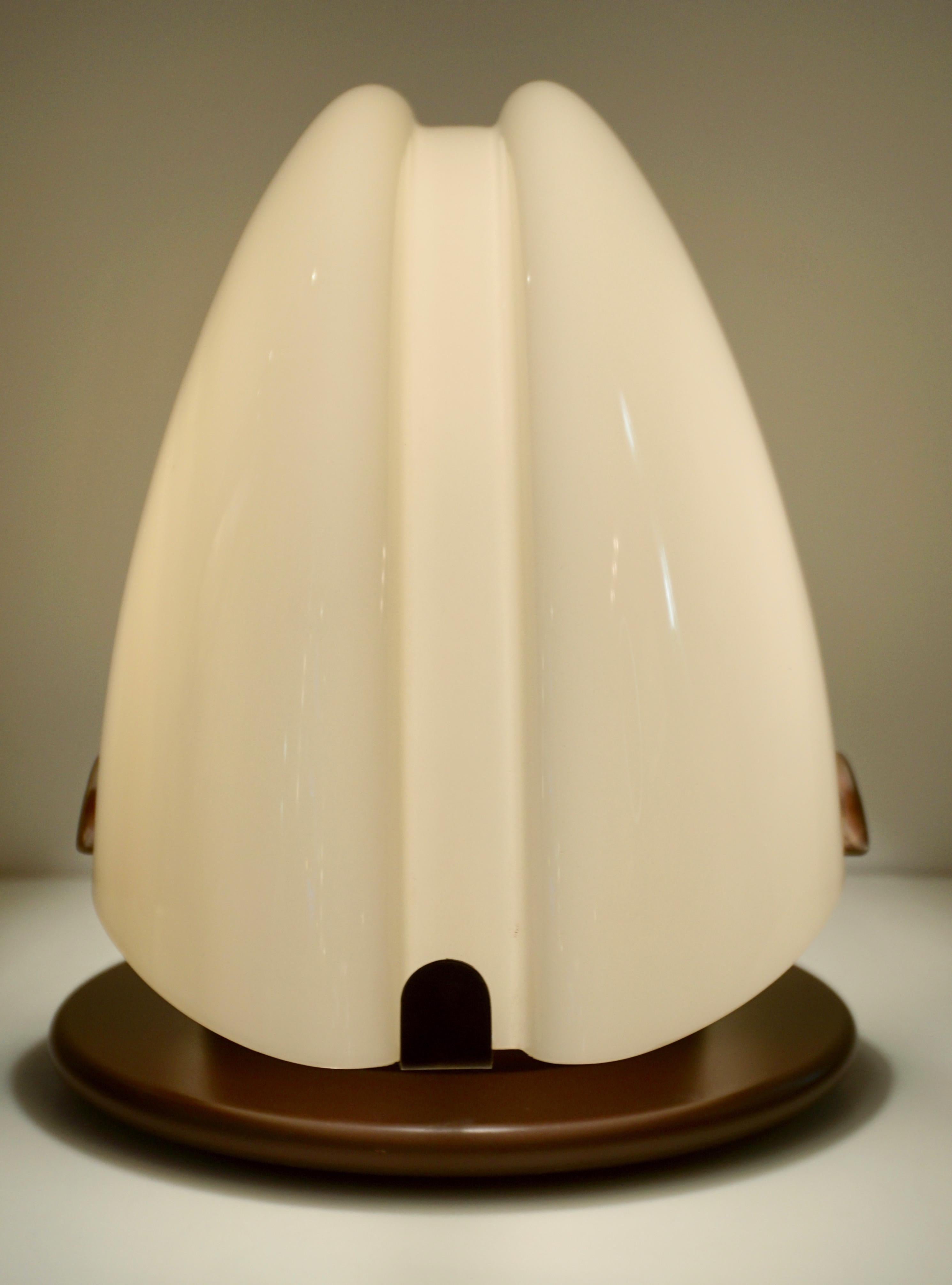 1970s Mazzega Italian Space Age Pair of Ivory Murano Glass Copper Lacquer Lamps 8