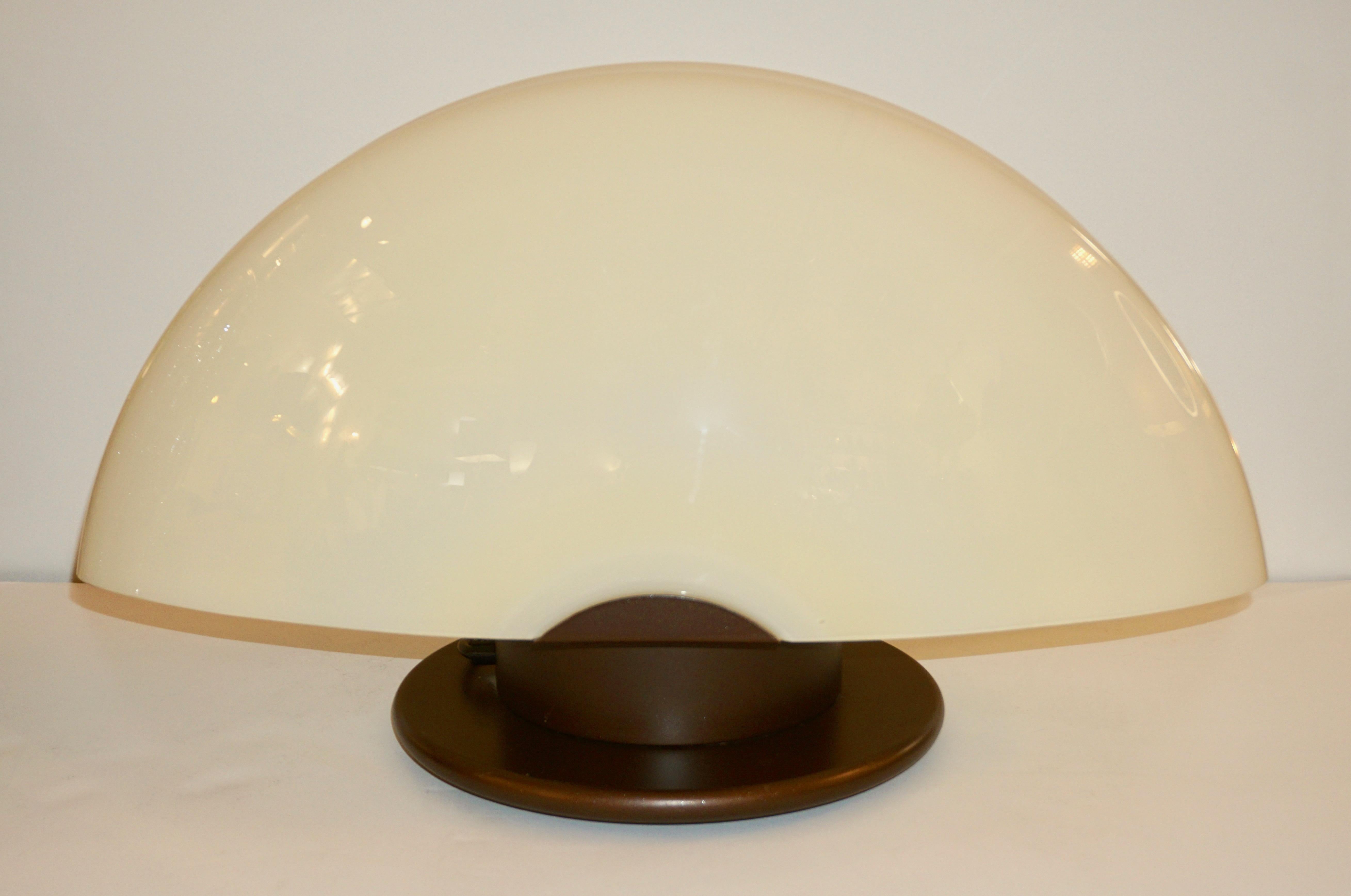 1970s Mazzega Italian Space Age Pair of Ivory Murano Glass Copper Lacquer Lamps 10