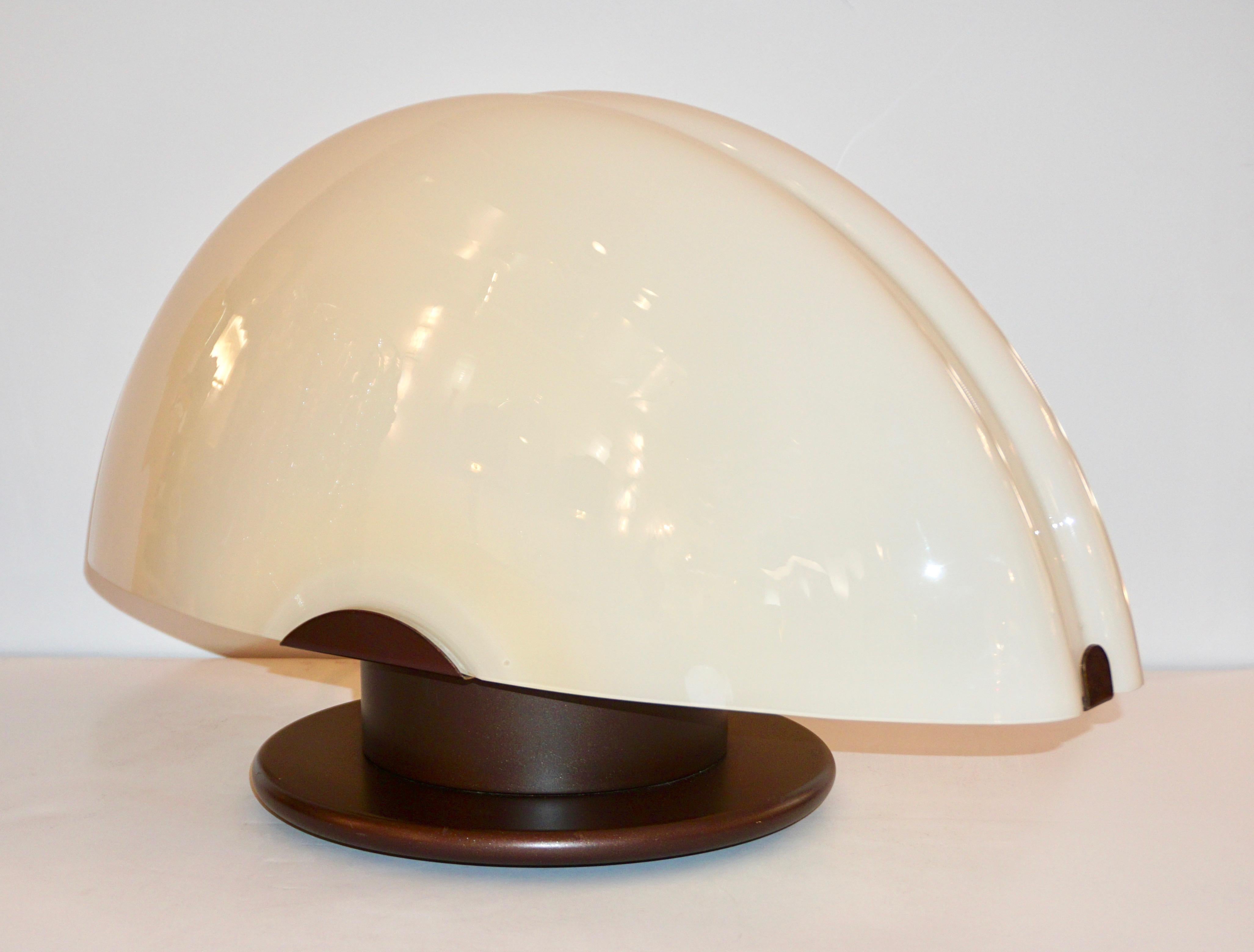 Mid-Century Modern 1970s Mazzega Italian Space Age Pair of Ivory Murano Glass Copper Lacquer Lamps
