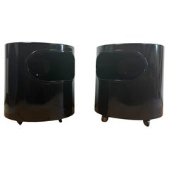 1970er Italienische Space Age Giano Vano Schwarz Beistelltische von Artemide Satz von 2
