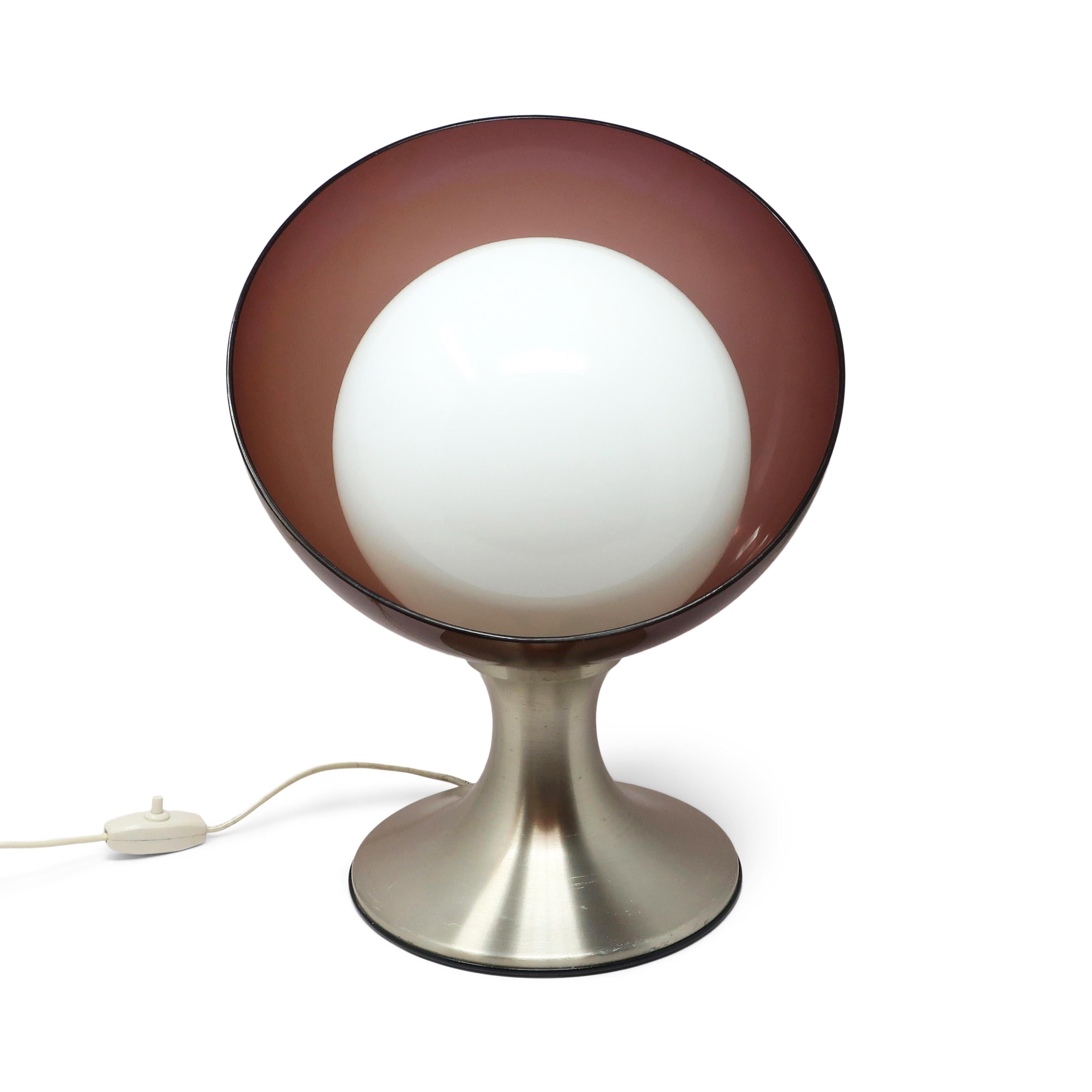 Mid-Century Modern 1970s Italian Space Age Lucite and Glass Table Lamp 