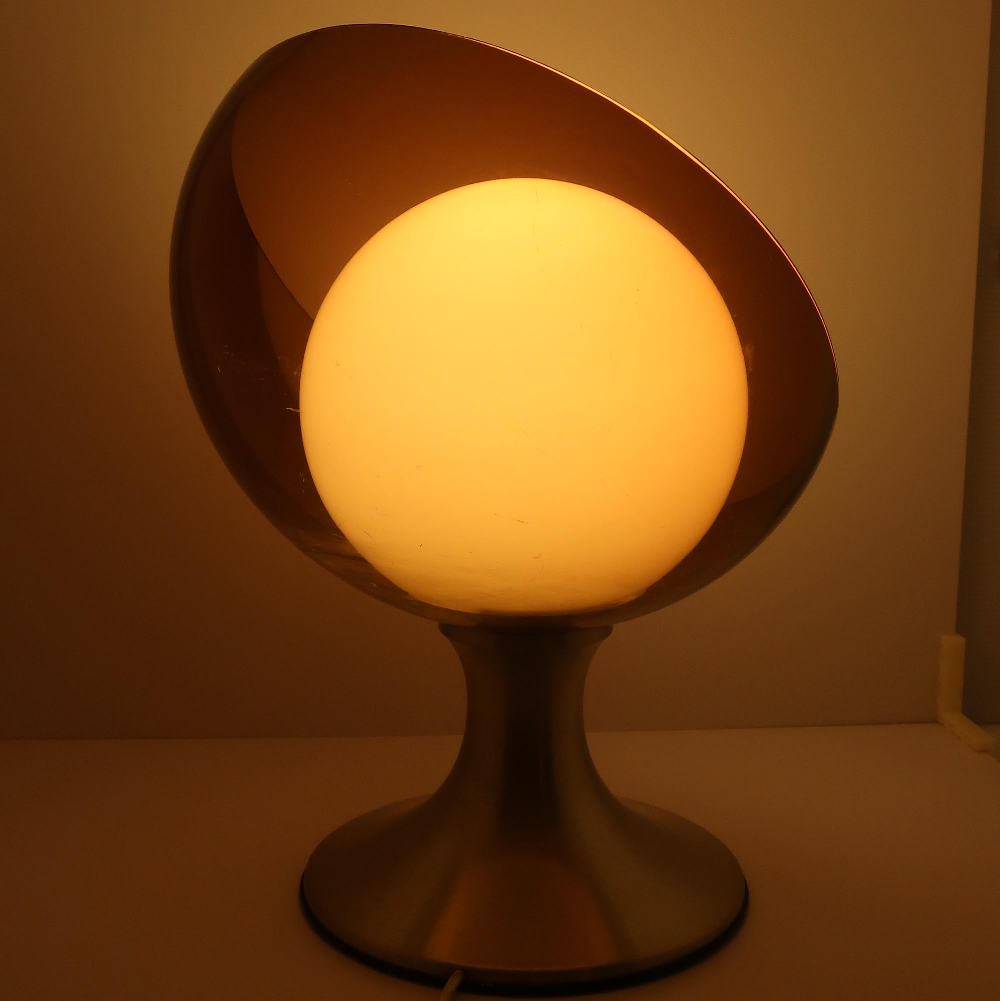 Metal 1970s Italian Space Age Lucite and Glass Table Lamp 