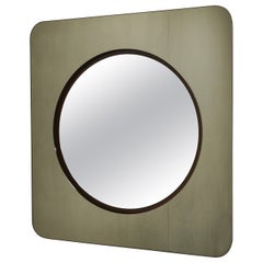 Espejo de pared circular de los años 70, estilo «Era Espacial» italiana, con cristal ahumado