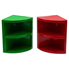 1970s Italian Space Age Wall Shelves in Red and Green by Makio Hasuike for Gedy